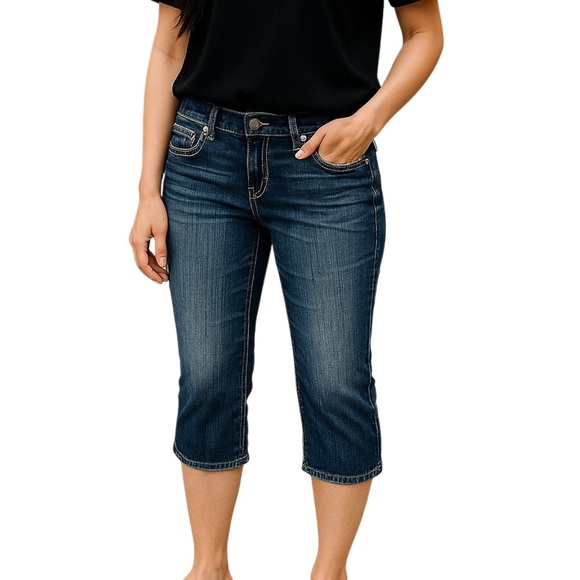 Silver Jeans Suki Flap Capri Blue - Picture 1 of 14